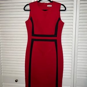 Women’s size 6 Calvin Klein Scuba Crepe Sleeveless Dress Red & Black